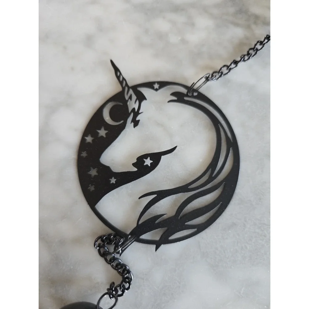 Alchemy Sacred Unicorn Horse Moon‎ Star Metal Wall Hanging Mobile Wind Chime New